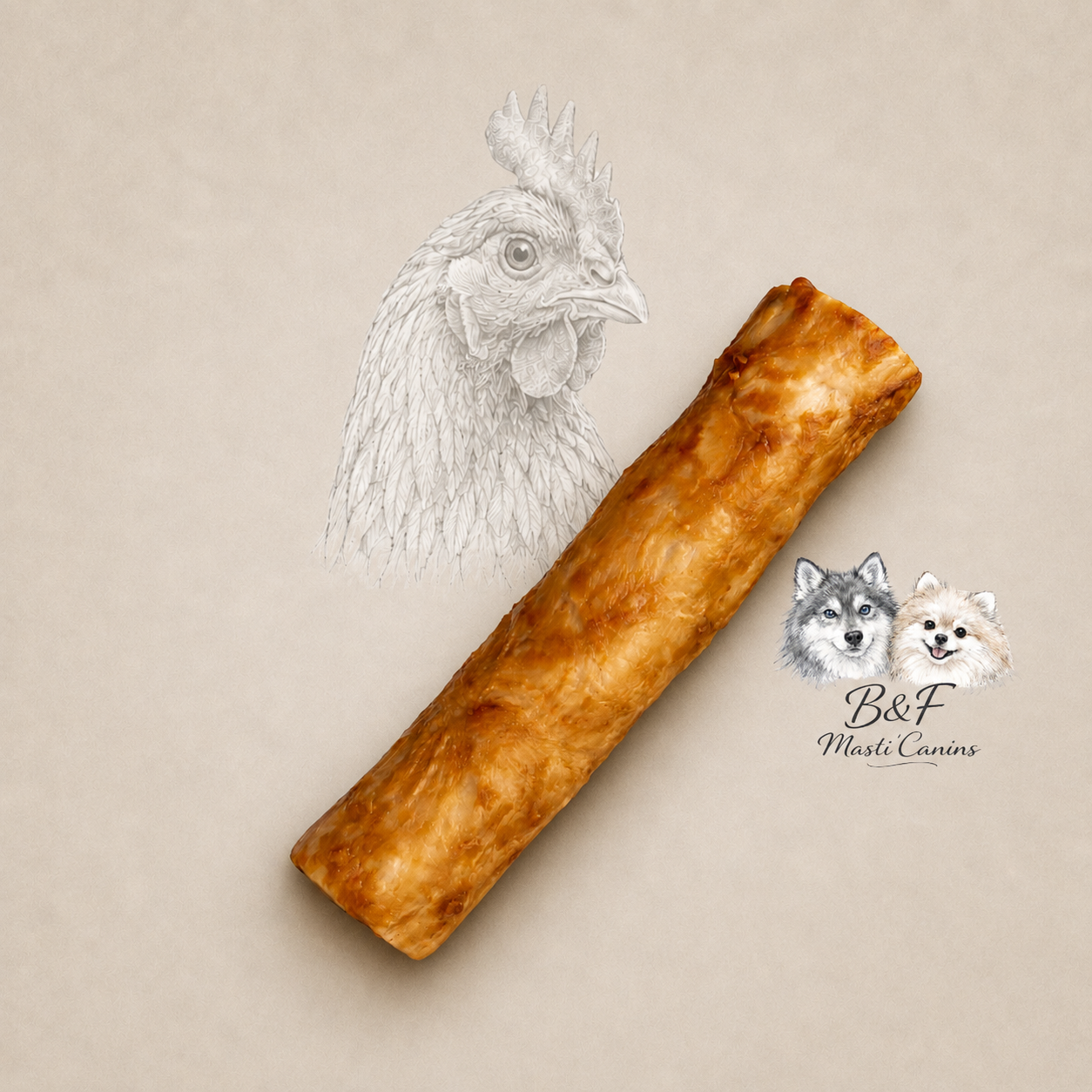 Bâton de mastication poulet pour chien – Riche en collagène (12,5 cm)